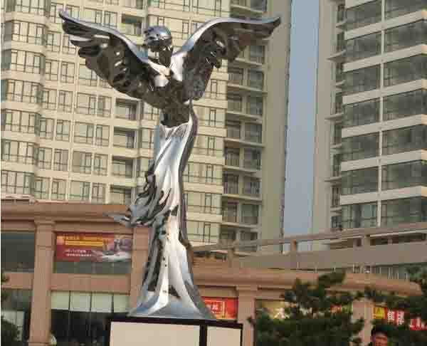 廣東江門酒店廣場不銹鋼舞蹈女性天使雕塑