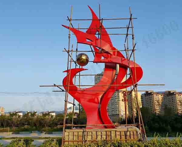 山西晉城小區大型抽象不銹鋼雕塑——鳳凰