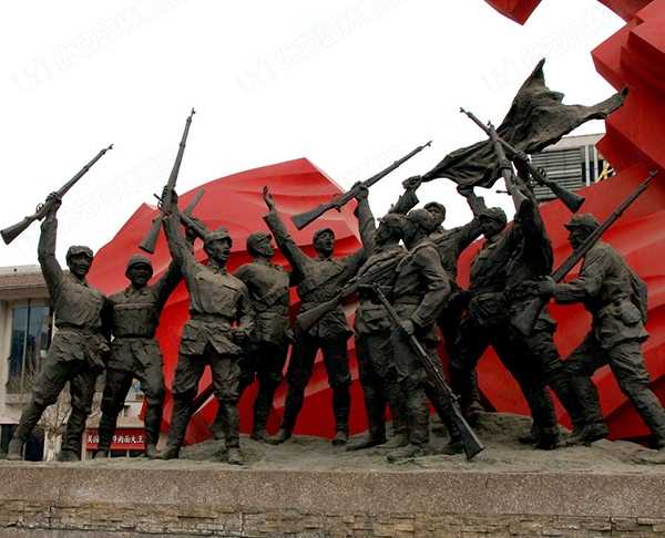 革命展示起義成功主題紅色人物銅雕塑