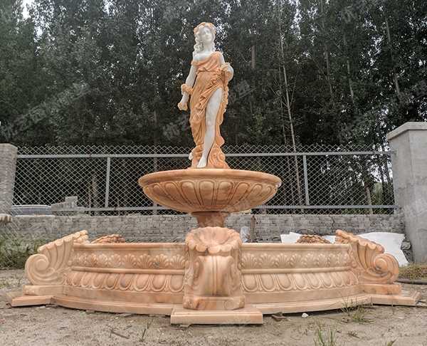 西方美女拼色石雕人物噴泉
