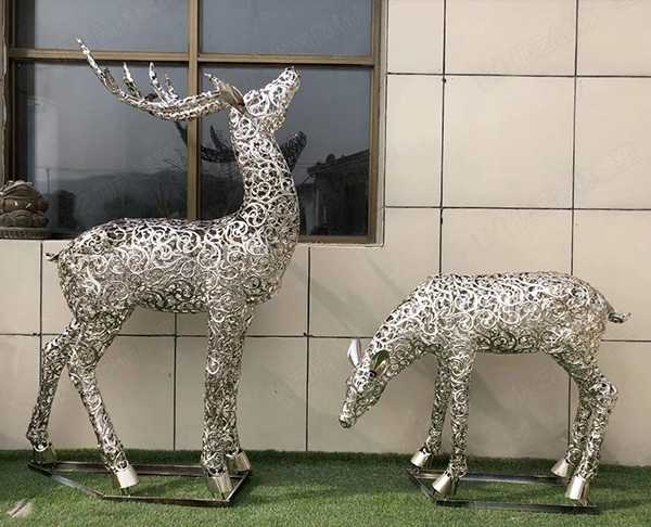 現貨鏤空鹿雕塑擺件園林不銹鋼雕塑工廠