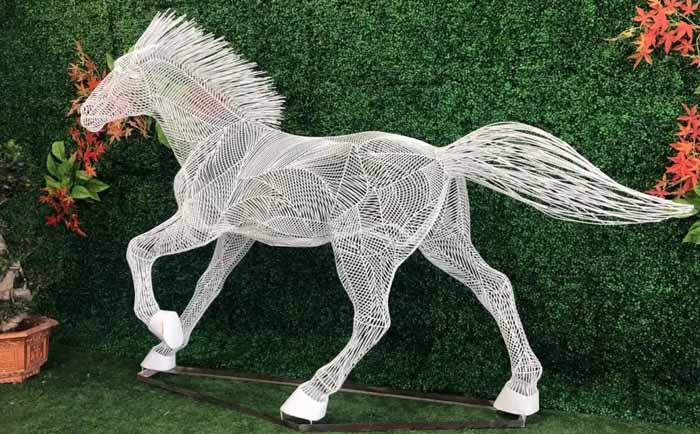 不銹鋼編織馬雕塑